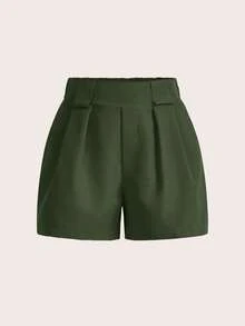 Short de mujer de unicolor versátil y casual - verde militar 2 - Ver 3