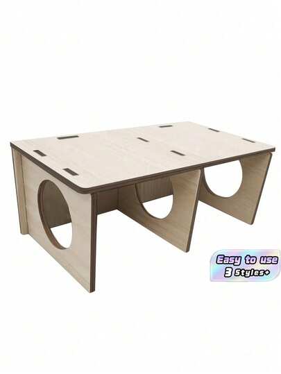 Wooden Hideaway House With Shelves - Hamster, Squirrel, Hedgehog, Guinea Pig Habitat, Small/Medium/Large Sizes, Exploration Tunnel