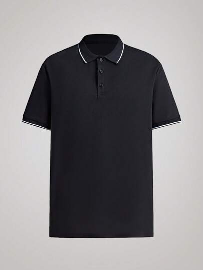 Officeau Men's Short Sleeve Polo Shirt, New Summer Contrast Trim Collar Button Slim Fit T-Shirt, Casual Fitted Top