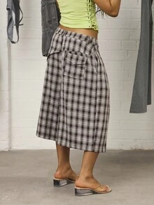 COUREZ Oversized Check Jorts Spring Clothes For Women Vacation /Y2K Leisure Women Clothes Going Out Outfits Summer Outfits For Women Summer Bottoms Festival Outfits Concert Outfits Spring Outfits For Women - Black - View 6