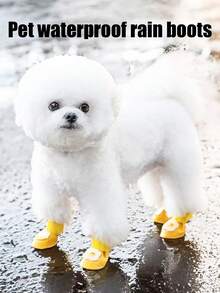 PETSIN Giày đi mưa chống thấm nước hình quả trứng dễ thương cho chó cưng, giày đi mưa chống mài mòn, chống trượt cho chó nhỏ và vừa, giày cho thú cưng, đồ dùng cho thú cưng - Nhiều màu - Xem 7