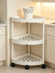 1-Piece Modern Style 3/4/5-Layer Corner Bookshelf, Foldable, Requires Self-Assembly, Suitable For Bathroom, Kitchen, Cosmetics And Bath Products, Multifunctional Storage Basket - Multicolor - View 2