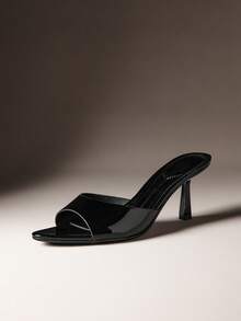 Hauture Sandalias de tacón de aguja puntiagudas y sexys minimalistas para mujer - Negro - Ver 4