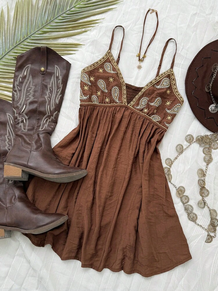 brown western dresses Tobacco Western Dress