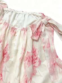 SHEIN Franclia Đầm hoa lãng mạn cho kỳ nghỉ hè, đầm dài màu hồng họa tiết hoa, đầm chữ A xòe rộng họa tiết hoa cho nữ. - Nhiều màu - Xem 5