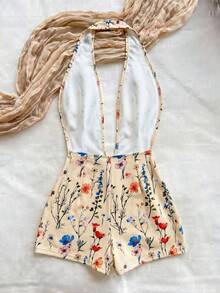 Soleia Tuta da donna bianca per vacanze, in maglia con texture a onde, scollo a V profondo, schiena scoperta, aderente, adatta per feste, appuntamenti, tè pomeridiano, stile boho per vacanze, spiaggia, outfit estivo - Giallo chiaro - Visualizzare 2