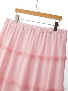 GlowEve CURVE Spring/Summer New Pink Casual Tie-Waist Plus Size A-Line Skirt - Black - View 6