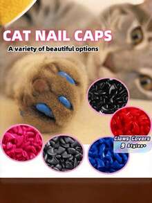20 PCS Pet Nail Caps Anti Scratch Claws Covers For Cats And Dogs Soft Comfortable  Breathable Universal Size Assorted Colors Easy To Apply Pet Supplies - Multicolor - View 1