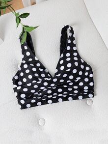 SHEIN Swim Vcay 2025 Women's Polka Dot Swimsuit Top (Random Print) - Black and White - View 4