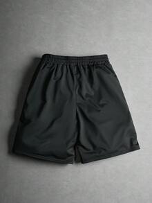 PAVTROS 男士街头风热销INS风火焰图案印花休闲短裤，男友/老公礼物，周年纪念礼物 - 黑色 - 查看 2