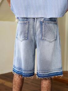 Whitmere Men's Denim Shorts Jeans, Urban Casual Y2K Distressed Versatile Fashionable Streetwear Sporty, Loose, Daily Commute Home Outdoor - Blue - View 8