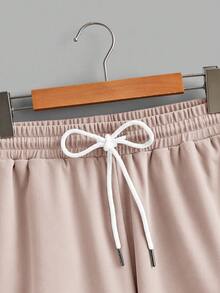 Manfinity Joysei Conjunto de 2 piezas de camiseta y pantalones cortos beige talla estándar para hombre - Caqui - Ver 6