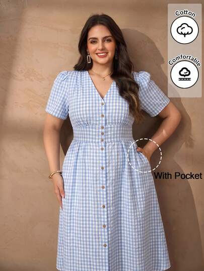 Chikora Plus Size Women Elegant Linen-Cotton V-Neck Casual Office Dress Women's Fashion Office Attire For Women Work Outfits For Women Work Tops For Women Office Wear For Women Work Wear Women Carnival Costume Carnival Women Look 2026 Women Carnival Costume Carnival Outfit Carnival Costume For Women Women's Carnival Costume Summer Outfits For Women Summer Clothes Summer Vacation Outfits Summer Outfits For Woman Summer Clothes Women Elegant Dresses For Women Elegant Dress For Women Elegant Dresses For Party Elegant Dress Women High-Quality Dress