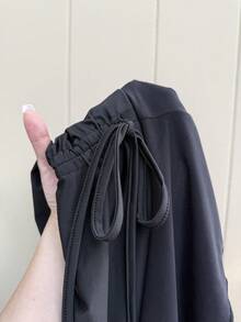GalTyme Plus Size A-Line Skirt With Side Drawstring Detail,Spring Summer Clothes - Black - View 7