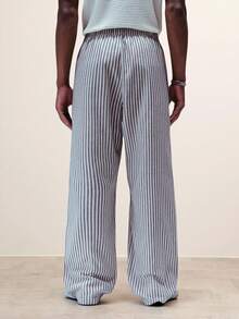 STYNVO Men's Striped Pants, Embroidered Details, Suitable For Spring And Summer Mens Pinstripe Pants Mens Striped Pants Mens Pants Linen Pants For Men Relaxed Pants Men Man Clothes Pants Beach Outfit For Men Pants - Dark Grey - View 2