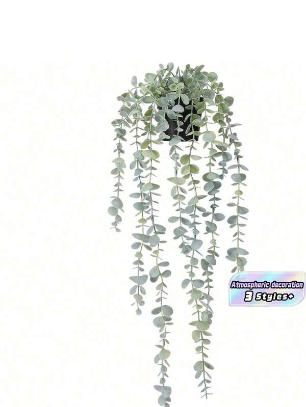 SHEIN 1pc Artificial Hanging Plants Fake Eucalyptus Potted Plant Hanging Plant For Wall Room Home Indoor Outdoor Shelf Decoration