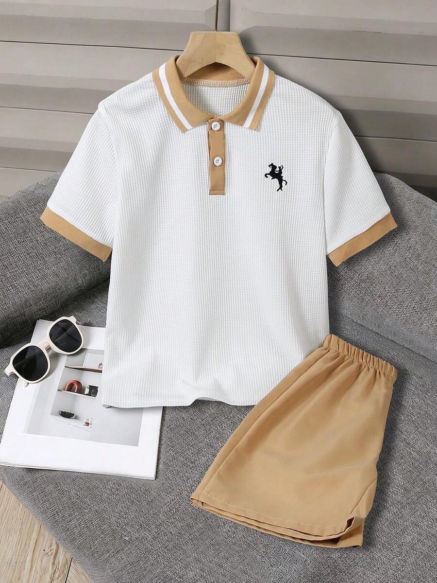 2pcs Tween Boy Gentleman Set,Blackandwhite,Elegant,Modest,Summer,Back-To-School,BirthdayParty,Wedding,Graduation,Ceremony,School