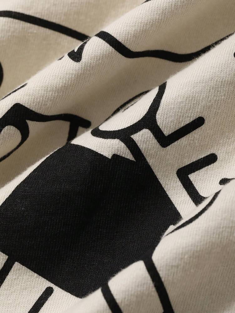 Plus Size Men's Apricot T-Shirt With Large Back Letter Graphic Print