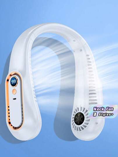1 Mini Neck Hanging Fan Digital Display 5 Speed Personal For Office Sports Outdoor Must Have Cooling Accessory