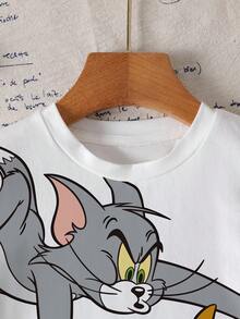 TOM & JERRY X SHEIN 2pcs Young Boy Casual Cartoon Print Short Sleeve T-Shirts, Suitable For Daily Wear - Multicolor - View 12