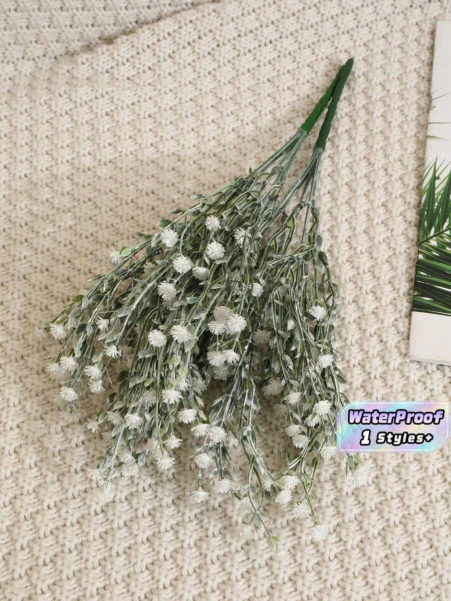 1 bông hoa baby's breath giả bằng nhựa, dài 14,57 inch, màu trắng, có 5 nhánh, thích hợp cho đám cưới, trang trí ngày lễ, cắm hoa, trang trí nhà cửa trong nhà, mọi mùa. - trắng - Xem 1
