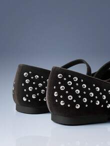 CUCCOO GRLICON Suede Rivet Mary Jane Shoes, Square Toe Buckle With Flats, Women's Retro Casual Shoes, Holiday Atmosphere, Summer Wear, Travel Must-Have, Y2K, Cool Girl Night Out Wear - Brown - View 4