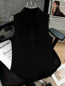 GlowEve CURVE 大码优雅蝴蝶结系带露背无袖上衣 - 黑色 - 查看 2