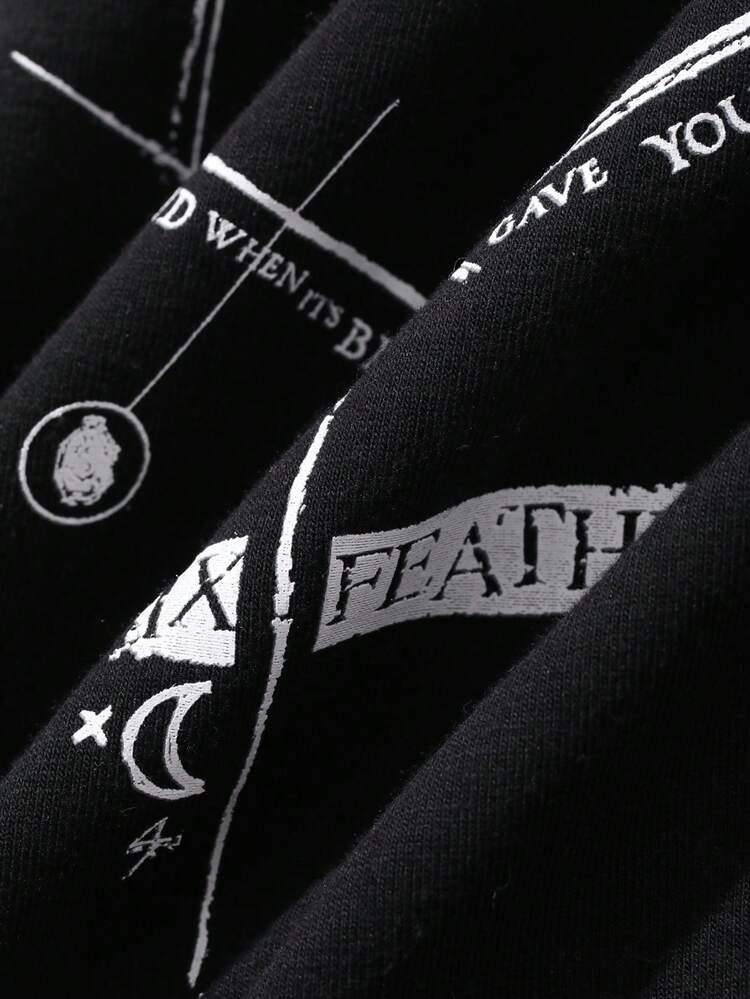 Men's Casual Fashionable Street Wear Daily Commute Graphic Letter Print Black Short Sleeve T-Shirt, Summer