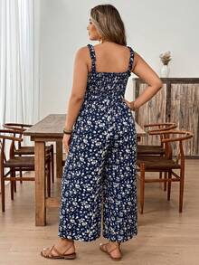 SHEIN CURVE+ 大码休闲碎花吊带连体裤 - 彩色 - 查看 3