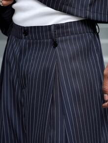 Manfinity Roghcode 男士休闲街头风短袖上衣长裤套装。街头服饰，朋友，情侣装，宽松版型，男士，印花，日系风格，男女皆宜，我爱我的女朋友 - 藏蓝色 - 查看 3