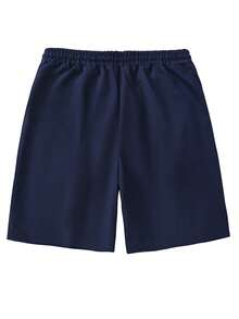 Manfinity Homme Quần short thường ngày có dây rút màu trơn dành cho nam có túi - Màu xanh hải quân - Xem 2