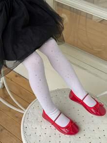Dazy Kids Young Girl Cute Rhinestone Decorated Footless Leggings - White - View 5