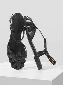 MOTF 女士黑色简约时尚休闲平底凉鞋，适合日常通勤和度假穿着 - 黑色 - 查看 7