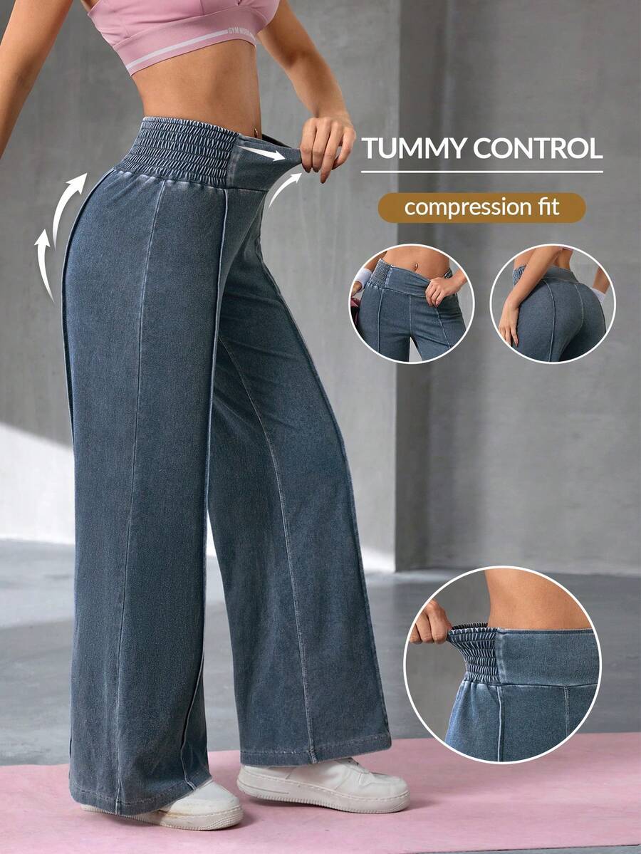 Flexra Quần jeans nữ thường ngày, cạp chun, kiểu dáng casual, đã giặt. - Rửa nhẹ - Xem 1