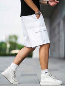 Quần short denim ống rộng dành cho nam - trắng - Xem 4