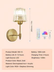 Teckwe 2 đèn treo tường, Pin: 1800 mAh, Thời lượng pin: 8-12 giờ, Công suất: 5W - Một cỡ - Xem 7