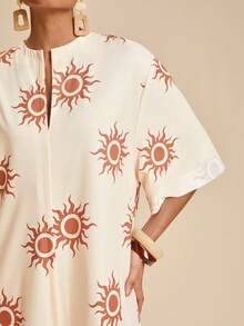 Travachic Women's Beach Golf Cover-Up With Side Slit And Sunflower Print White Summer Sexy - Multicolor - View 5