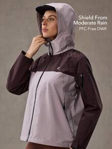 OutZeal Women Outdoor Jackets Hiking Camping Water-Resistant Hood Multi Pockets Outdoor Tops - Purple - View 2