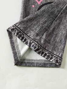 SHEIN Pantalones acampanados casuales de punto ajustados para niña - Multicolor - Ver 10