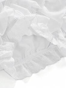 Kawaii Spring/Summer Women's Sweet Solid Color Layered Ruffle Hem Shorts, Summer - White - View 6