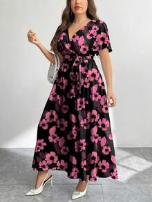 Modelyn CURVE Đầm dáng rộng, tối giản, họa tiết hoa retro, cỡ lớn, thích hợp cho mùa thu/đông. - Nhiều màu - Xem 5