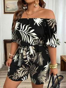 SHEIN CURVE+ Mono informal con estampado floral para mujer talla grande, primavera/verano - Multicolor - Ver 1