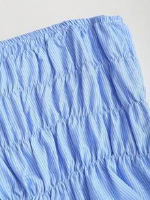 Sweetra Spring Lazy Blue Striped Cropped Camisole & Wide Leg Casual Pants 2-Piece Set For Women - Blue - View 3