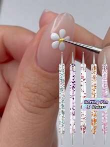 Bộ 8 cọ vẽ móng acrylic hình hoa, thiết kế chuyển màu, cán gỗ, đầu mảnh, hai đầu, dụng cụ vẽ móng nghệ thuật cho salon và nhà, tự làm móng. - Nhiều màu - Xem 1