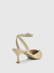 CUCCOO BIZCHIC Giày sandal cao gót nữ thanh lịch, họa tiết da rắn, gót mỏng, kiểu dáng slingback, thích hợp cho công sở. - Màu be - Xem 7
