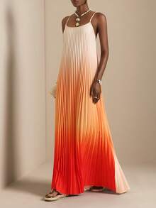 SHEIN Veneréa Đầm xếp ly ombre thanh lịch, thích hợp cho mùa hè. - Nhiều màu - Xem 4