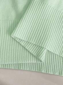 Franclia Women's Spring/Summer White Simple Casual Turndown Collar Raglan Short Sleeve Solid Color Fitted Knit Top, Plus Size - Mint Green - View 6