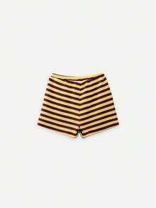 Nöista Conjunto de chaleco y pantalones cortos a rayas con botones de rana. Estilo de verano, otoño, resort, vacaciones, casual. - Café integral - Ver 10