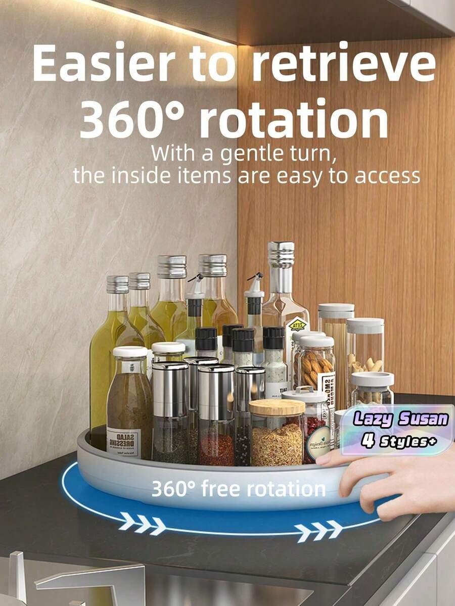 1 pieza Revolvedor de cocina multifuncional para el mostrador, estante giratorio de 360° para almacenamiento de botellas de condimentos, salsa de soja, vinagre y plato de frutas, accesorios de cocina, organización y almacenamiento de cocina - Multicolor - Ver 1