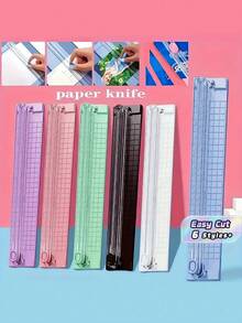 1pc Two-Way Paper Cutter Paper Cutter Inch, Cm Scale Display A4 Paper Cutter Portable Photo Cutter Paper Cutter Office Paper Cutting Artifact Stainless Steel Knife Head, Sharp(Multiple Colors Available) - Multicolor - View 1